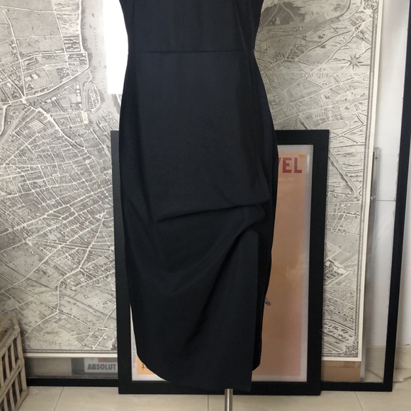 CHIARA BONI Adania Ruffle Jersey Halter Midi Dress - Black Size 12 - Picture 7 of 9